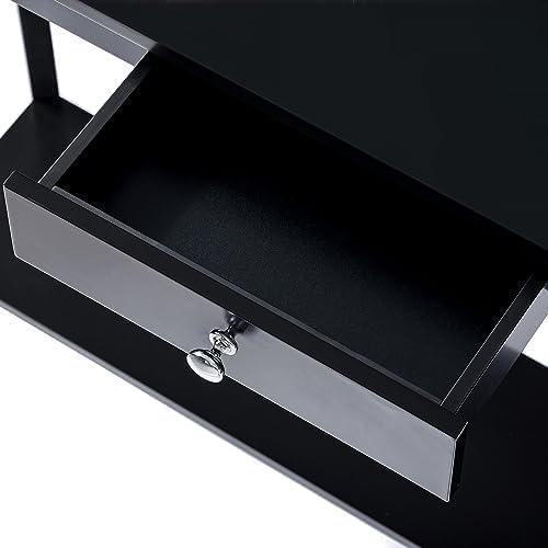 ChooChoo Narrow Console Table with Drawer, Chic Accent Sofa Table, Entryway Table, Black