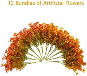 12 Bundles Artificial Flowers for Outdoor Indoor Fall Flowers Home Decoration,Fake Mums Silk Daisy Flower Plant for Outside,Plastic Flowers UV Resistant Faux Mums for Garden Patio Balcony Autumn Decor