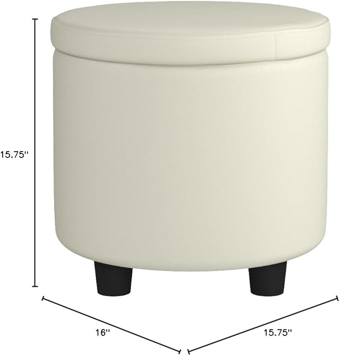 Designs4Comfort Round Accent Storage Ottoman with Reversible Tray Lid