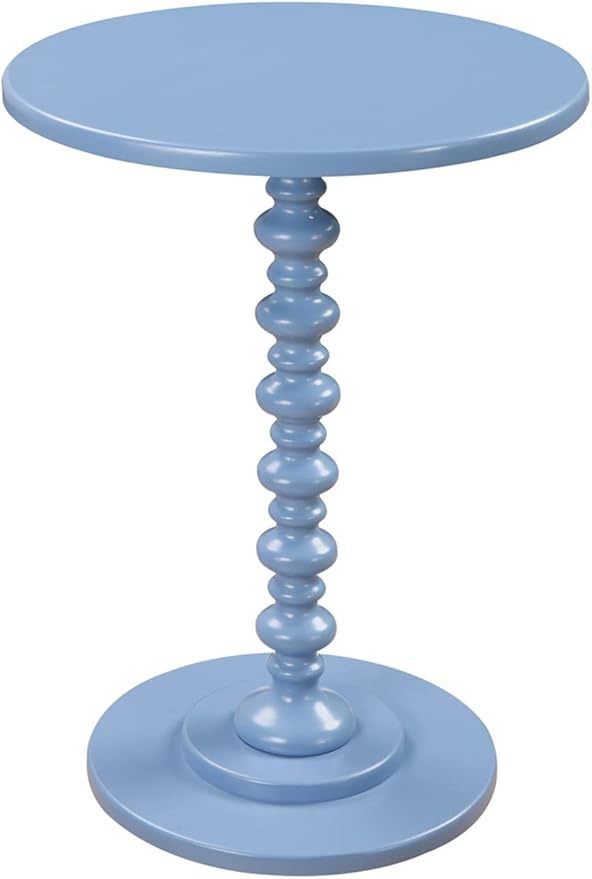 Convenience Concepts Palm Beach Spindle Table 17.75" - Traditional Round End Table for Living Room, Turned Solid Wood Side Table, Classic Display Pedestal Table, Blue