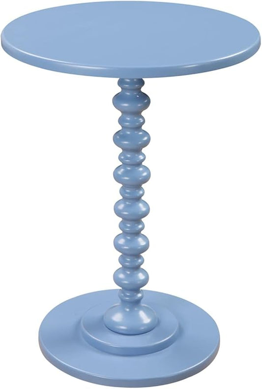 Convenience Concepts Palm Beach Spindle Table 17.75" - Traditional Round End Table for Living Room, Turned Solid Wood Side Table, Classic Display Pedestal Table, Blue