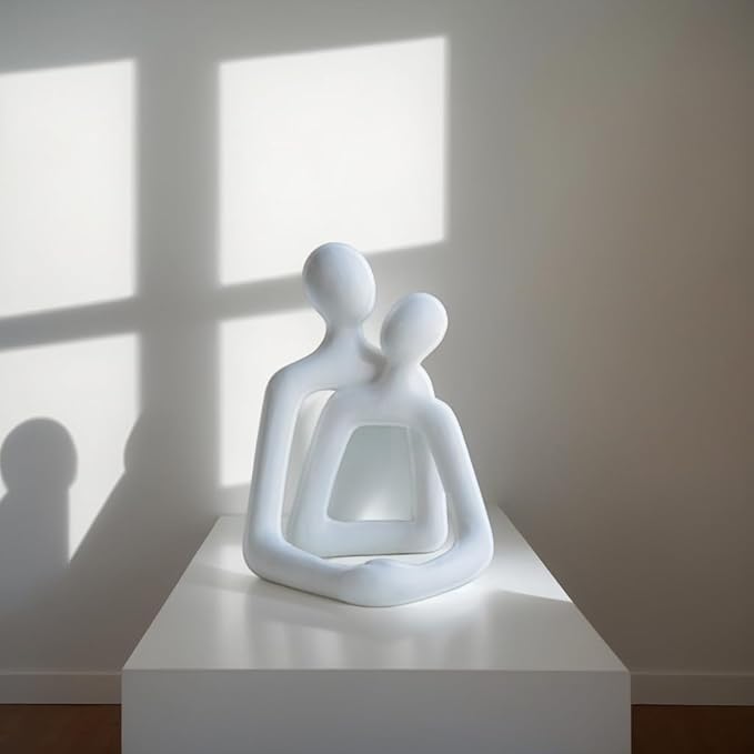 Minimalist White Couple Sculpture, Abstract Resin Art Decor, Zen Space Accent, Emotional Healing Gift