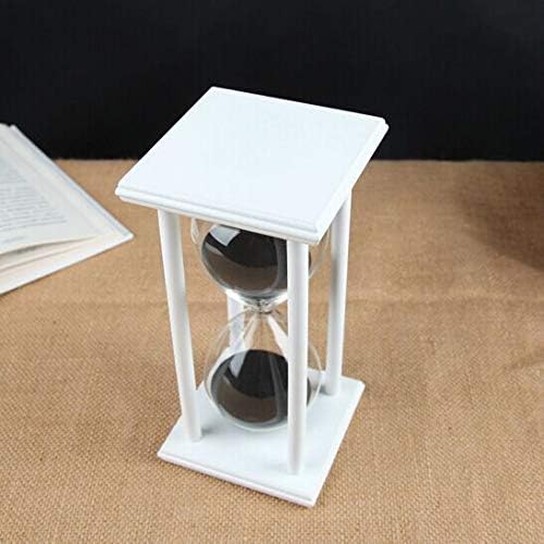 Lodunsyr Hourglass Timer for 60 Minutes Sandglass Timer for Kitchen Living Room Home Office Desk Bedroom Party Festival Coffee Table Book Shelf School Game Sand Timer Clock (White Frame Black Sand)