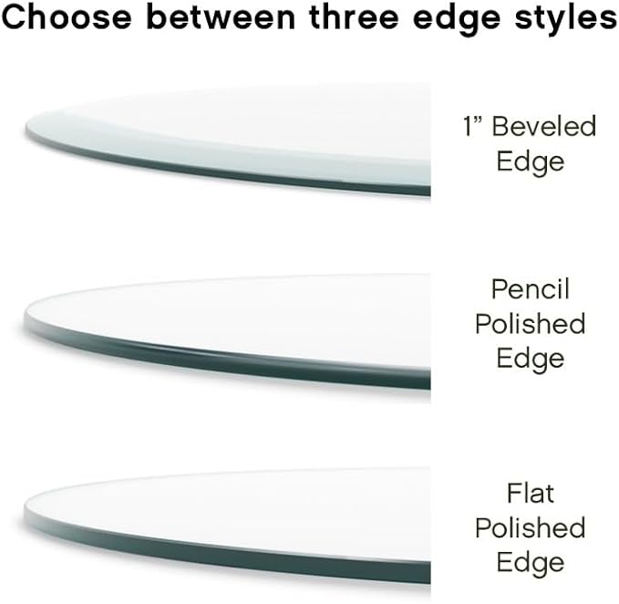 12 inch Round Glass Table Top - Clear Tempered Glass Surface Protector - Safe Pencil Polished Edge - Coffee, Dining and End Table