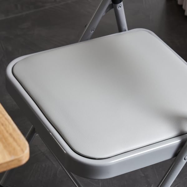 4 Pack Folding Chairs with Padded Seat & Back, Metal Frame Foldable Chairs, Portable & Stackable for Indoor Outdoor, Office, Party, Wedding, Conference, Gray