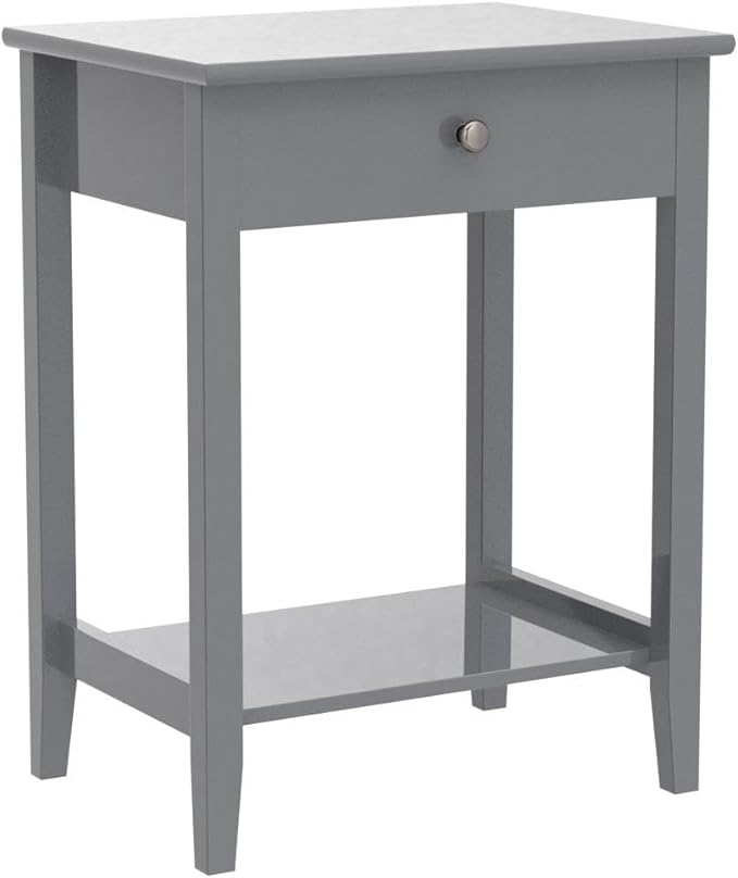 Giantex Nightstand Wooden 2-Tier Couch Sofa Side Table with Drawer, Storage Shelf, Solid Wood Legs,Mufti-Functional Home Furniture for Living Room Bedroom Study Room End Table (2, Gray)