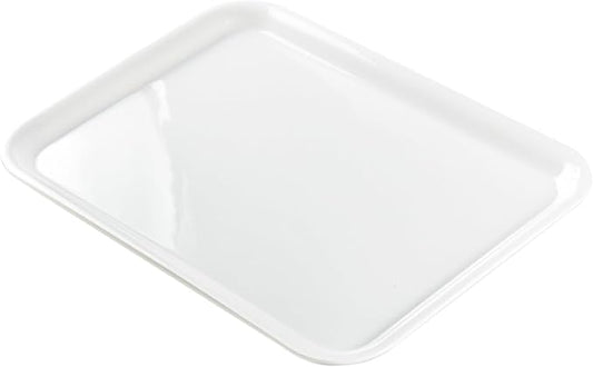 17 x 12 inches Melamine Serving Tray, Dinner Plate Tray, Serving Platter for Appetizers, Breakfast, Drinks, Barbecues and Parties, White