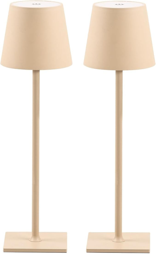 2 Pack Cordless Table Lamps, 3 Colors Stepless Dimming, 5000mAh Rechargeable Battery LED Desk Lamp for Bedroom/Couple Dinner/Desk/Cafe/Dining Room/Terrace