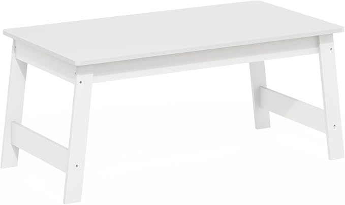 Furinno Beginning Coffee Table, Modern Coffee Table with H-Legs, Side Table, for Living Room, Bedroom, Home Office, White