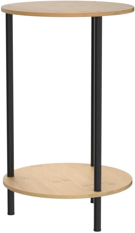 Small Round Table Set of 2, End Tables Living Room, Side Tables for Small Spaces, 2 Tiers Rustic Accent Tables, Night Stands for Bedrooms, Coffee Tables With Storage Shelf