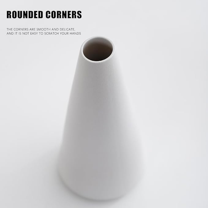 2-Piece White Matte Ceramic vase Set, Farmhouse Decoration, Decorative vase, Suitable for Kitchen, Bedroom, Office, Living Room, Bathroom, and Shelf Center Dining Table Decoration