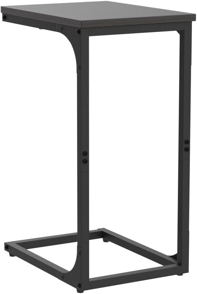 VASAGLE C-Shaped End Table Set of 2, Small Side Table for Couch, Sofa Table with Metal Frame for Living Room, Bedroom, Bedside, Ebonized Oak and Black