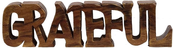 Decozen Gifts for Mom - Wooden Grateful Sculpture - Mother's Day Birthday Gifts, Home, Office, Living Room, Shelf, Fireplace, Farmhouse, Tabletop, Boho and Mantle Decor - Mothers Day Decorations