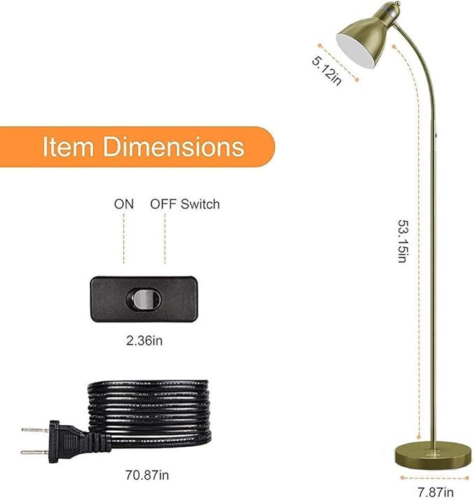 LEPOWER Floor Lamp, Metal Standing Lamp with Adjustable Gooseneck, Heavy Metal Base, Reading Pole Lamp for Office, Floor Lamps for Bedroom, Living Room