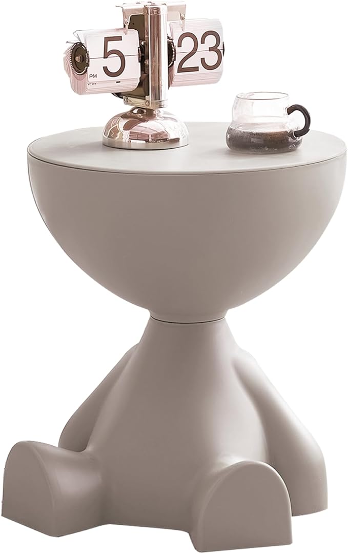 Mini Circle Side Table, Small Modern Bowl-Shaped Coffee Table, Sofa End Table Nightstand, Modern Bedside Home Decor for Living Room, Bedroom，Living Room (Gray)