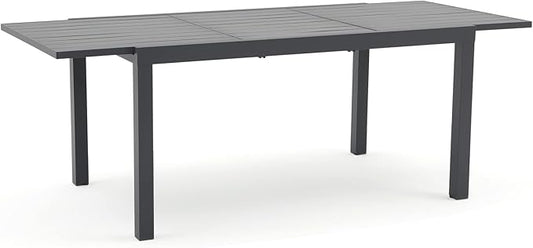 Soleil Jardin Aluminum Patio Extendable Dining Table, 59" - 83", Adjustable Indoor Outdoor Furniture Rectangle Table for 6-8 Person Porch Deck Garden, Dark-Grey