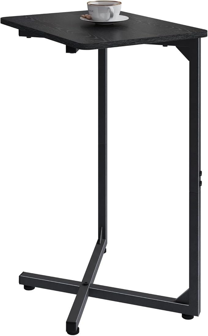 NEFROM C-Shaped End Table, Small Side Table for Couch, Sofa TV Tray Table for Living Room, Bedroom, Bedside ET-X-BKW1