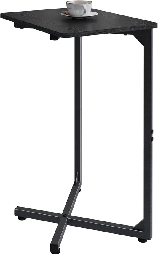 NEFROM C-Shaped End Table, Small Side Table for Couch, Sofa TV Tray Table for Living Room, Bedroom, Bedside ET-X-BKW1
