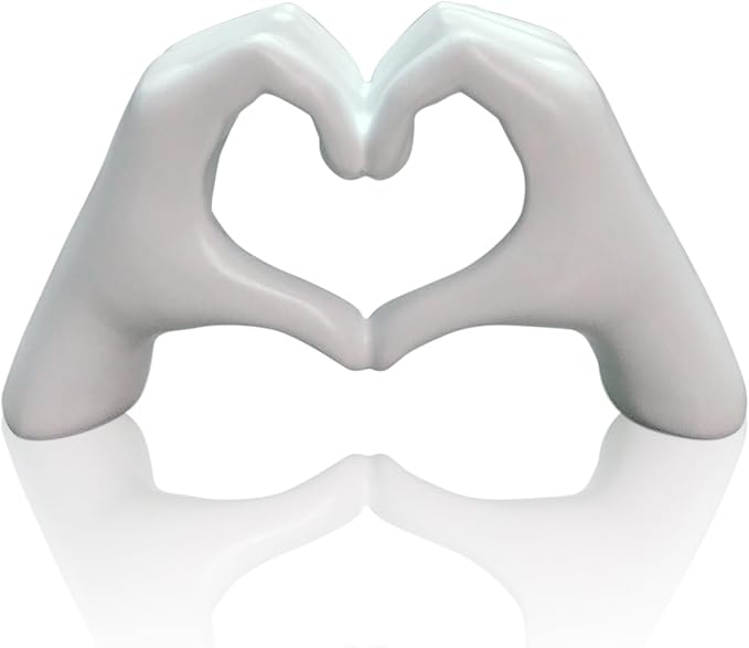 Small Heart in White Hands Statue - Elegant Gift for Weddings, Anniversaries & Mother's Day, Home/Office Decor,Heart Hands Sculpture