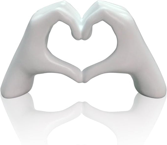Small Heart in White Hands Statue - Elegant Gift for Weddings, Anniversaries & Mother's Day, Home/Office Decor,Heart Hands Sculpture