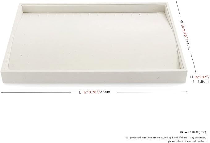 Linen Jewelry Trays 16 Slots Necklace Bracelet Display Tray Jewelry Drawer Organizer Necklace Bracelets Watch Storage Holder (Beige)