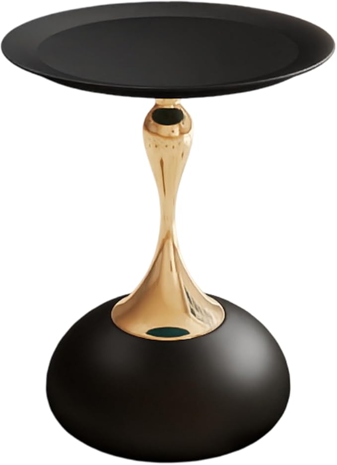 Metal Round End Table,Modern Pedestal Table,Corner Drink Tables,Accent Side Table Nightstand for Living Room,Patio and bar (Matte Black)