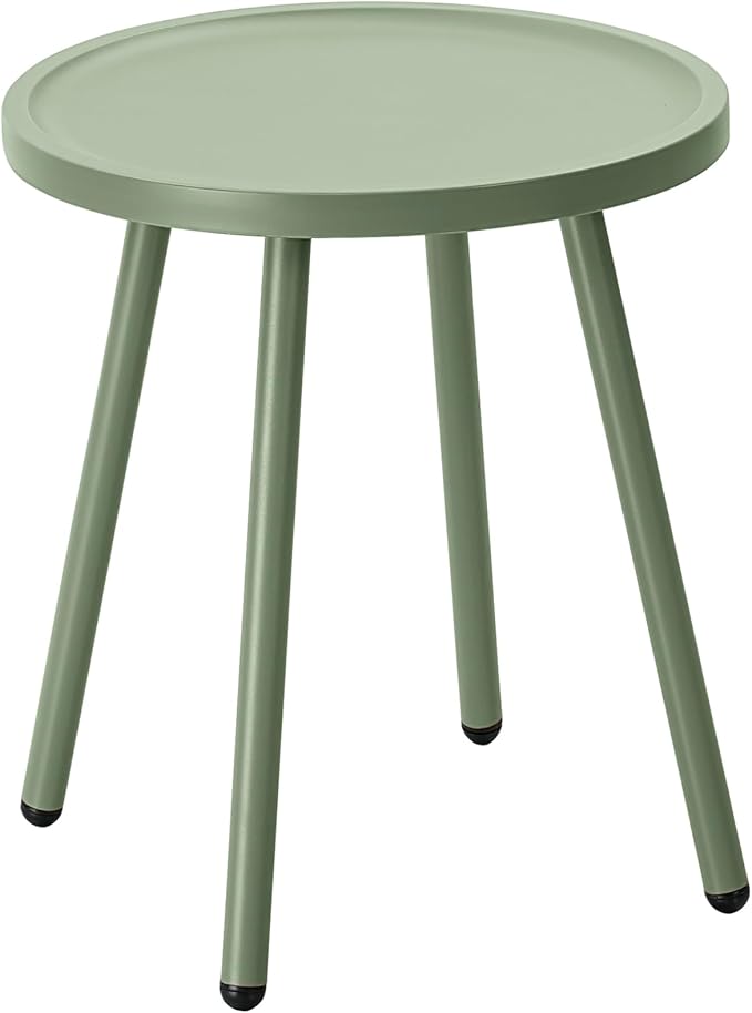 End Table Living Room Side Table, Round Accent Table Small Side Table Nightstand with 4 Legs, Modern Home Decor Coffee Table for Bedroom, Office, Small Space, Porch, Balcony, Indoor & Outdoor