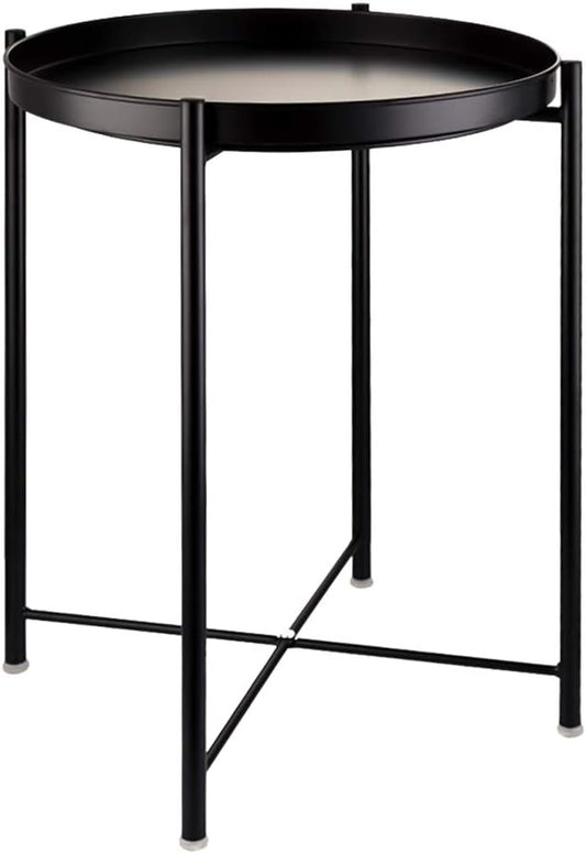 EKNITEY Small Side End Table - Metal Side Table Waterproof Small Sofa Coffee Side Tables Bedroom Indoor Outdoor with Removable Tray for Living Room Bedroom Balcony and Office