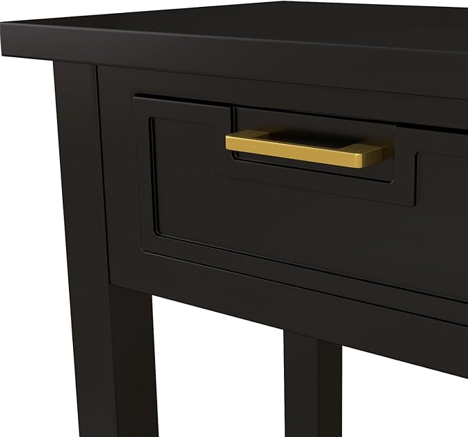 Console Table for Entryway with 4 Drawers, 60 Inch Long Foyer Table w/Open Storage Shelves and Handmade Metal Handle, Narrow Sofa Table for Living Room, Hallway, Black