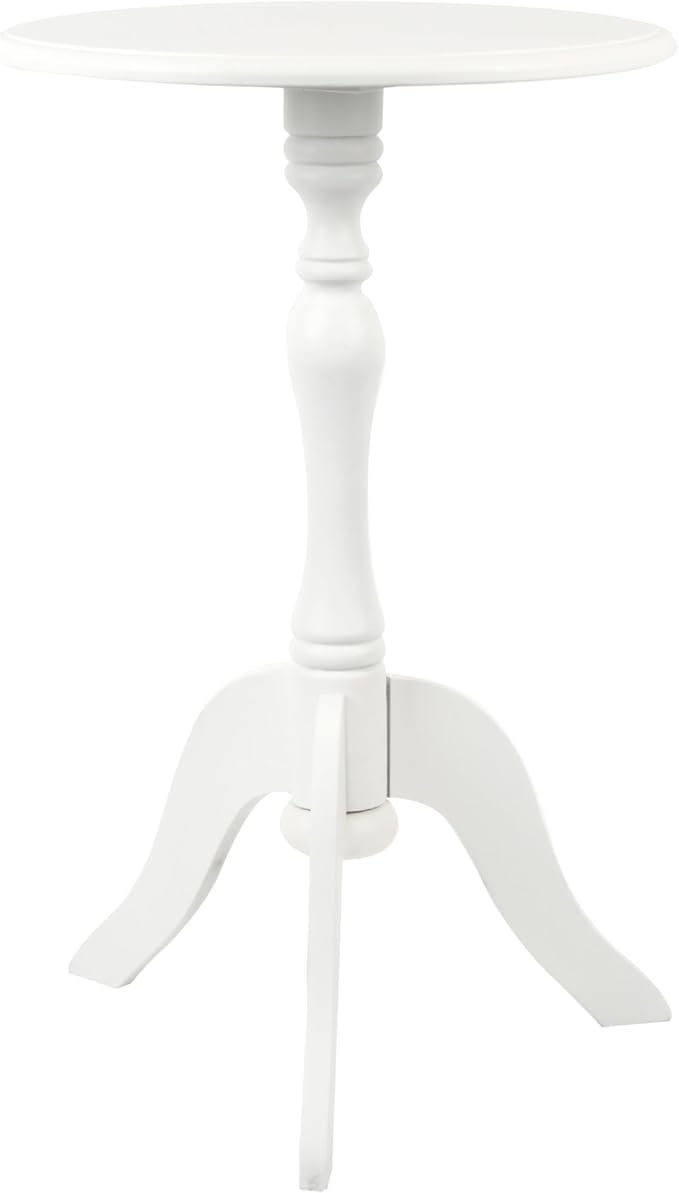 Decor Therapy Simplify Round Pedestal Accent Table, 24" x 15" x 15", White