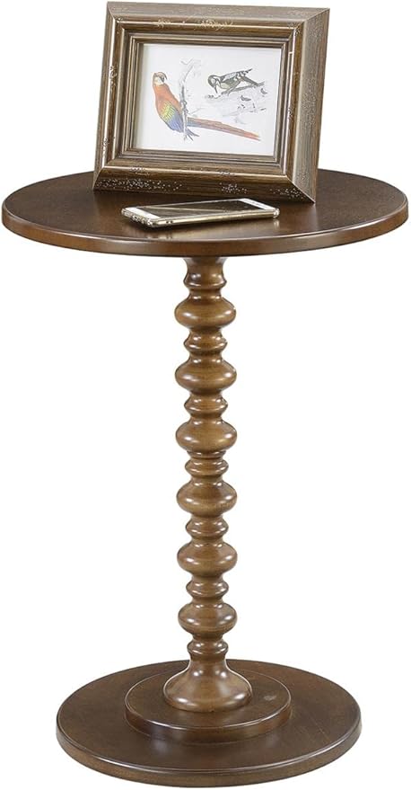 Convenience Concepts Palm Beach Spindle Table 17.75" - Traditional Round End Table for Living Room, Turned Solid Wood Side Table, Classic Display Pedestal Table, Espresso
