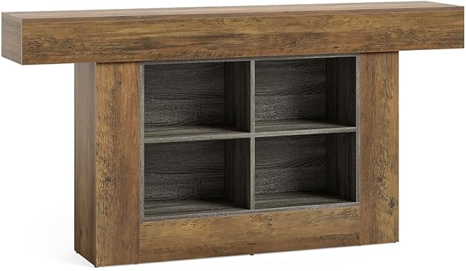 LITTLE TREE 63-Inch Farmhouse Console Table, Long Narrow Sofa Table with Storage, Entryway Table Behind Couch, Large Foyer Table for Living Room, Hallway (Vintage Brown)