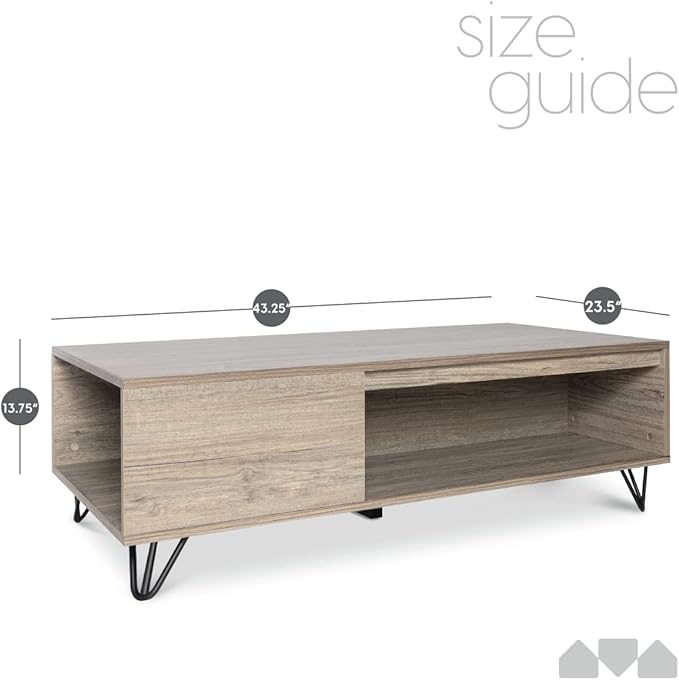 Milliard Modern Farmhouse Coffee Table with Storage Grey