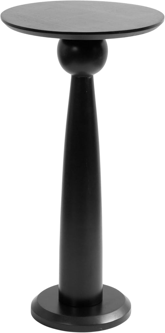 Kate and Laurel Jakob Modern Wooden Round Side Table, 12 x 24, Black, Circle Pedestal Table for Use as Bedroom Nightstand, Indoor Plant Stand, or Decorative Living Room Table