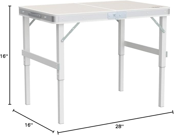 VINGLI 3FT Small Camping Folding Table Adjustable Height Aluminum Folding Table for Picnic Party BBQ, Plastic RV Suitcase Table Portable Lightweight Fold Up Utility Outdoor Tables
