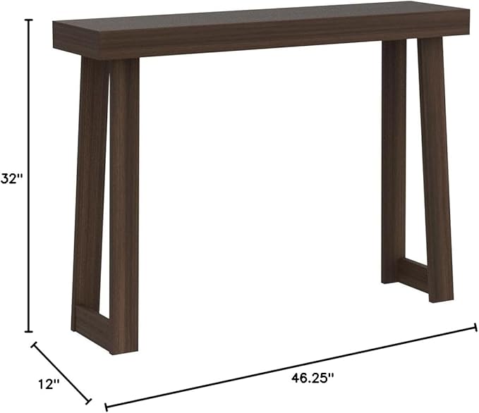 Plank+Beam Solid Wood Console Table, 46 Inch, Sofa Table, Narrow Entryway Table for Hallway, Behind The Couch, Living Room, Foyer, Easy Assembly, Walnut