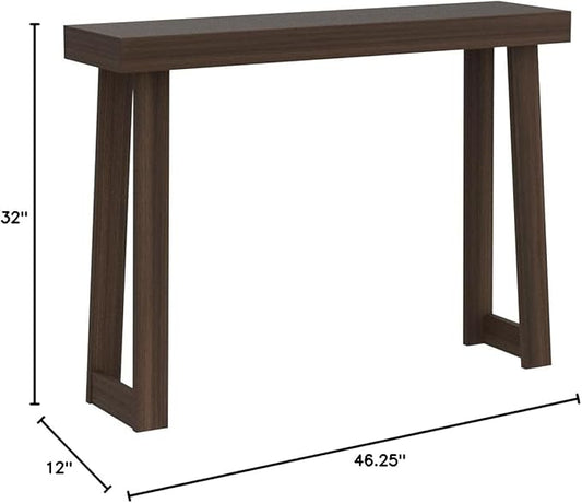 Plank+Beam Solid Wood Console Table, 46 Inch, Sofa Table, Narrow Entryway Table for Hallway, Behind The Couch, Living Room, Foyer, Easy Assembly, Walnut