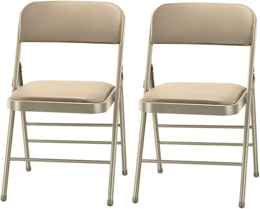Amazing for less Pack of 2 (Fabric/Vinyl) Steel Frame Metal Foam Padded Folding Chairs (Black, Gray, White)