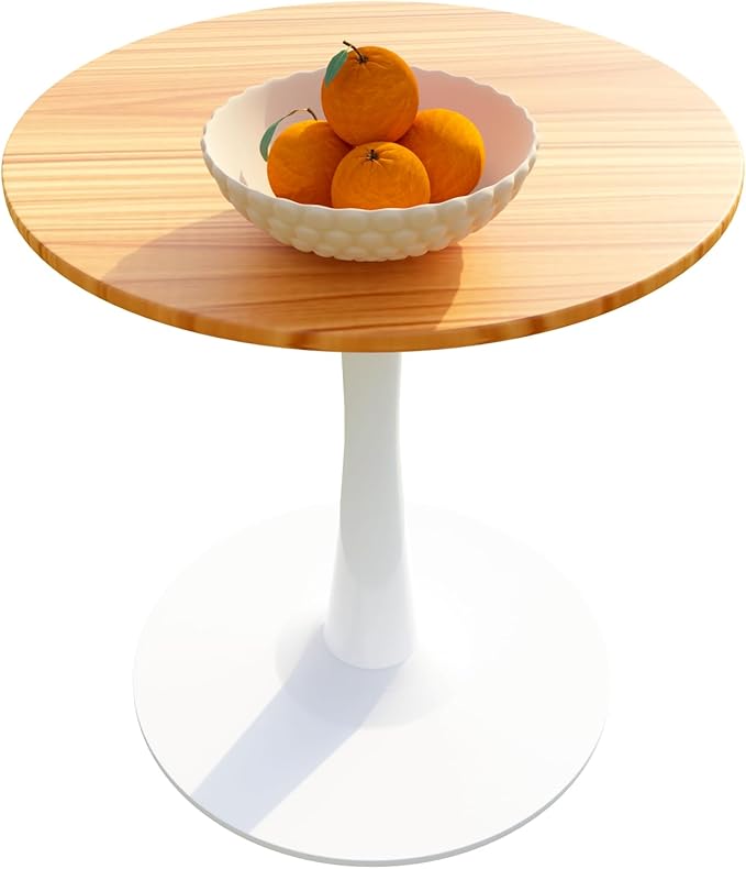 23.62" Small Round Dining Table for 2 – Mid-Century Pedestal Tulip Table with Sturdy Metal Base, Compact 2-Seater Kitchen or Dining Room Table for Small Spaces, Apartments, Breakfast Nook, Living Room