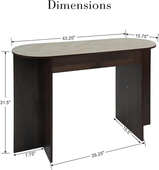 HEAH-YO Modern Console Table, Wooden Sofa Table with Narrow Countertop, 43.3" Entryway Tables for Hallway Entrance Living Room, Walnut Color