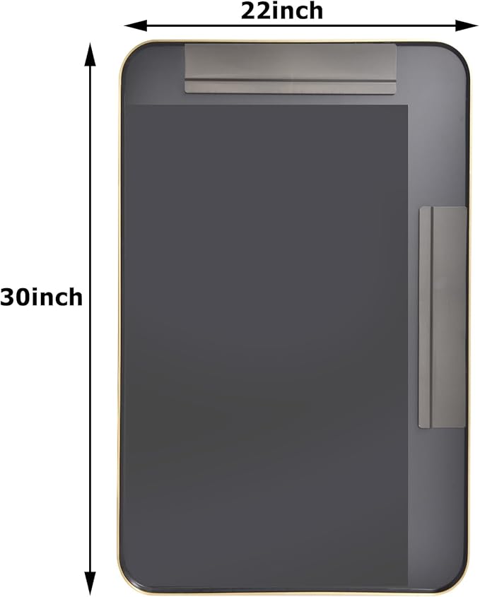 30 x 22 Inch Gold Bathroom Mirror for Wall,Aluminum Alloy Frame Rectangular Wall Mounted Mirror for Farmhouse Decor Horizontal or Vertical Ideal for Bedroom, Living Room