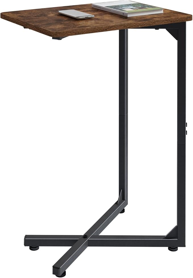 C-Shaped End Table, Small Side Table for Couch, Sofa TV Tray Table for Living Room, Bedroom, Bedside ET-X-BR1