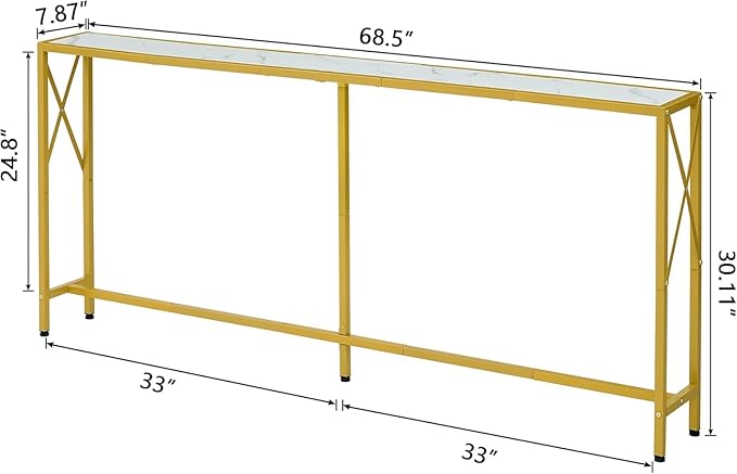 70" Gold Sofa Table,Console Table,Behind Couch Table, Entryway Table Skinny Stand for Hallway, Living Room, Bedroom