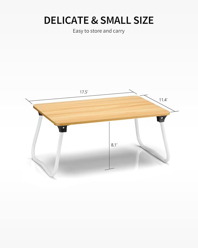 Ruxury Foldable Lap Desk Laptop Stand Bed Desk Table Tray, Breakfast Serving Tray, Portable & Lightweight Mini Table, Lap Tablet Desk for Sofa Couch Floor - Wood