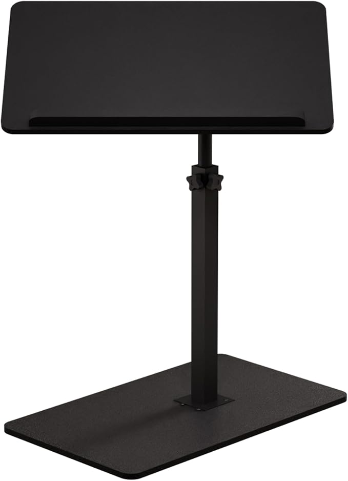 C Shaped End Table,20" W x 14" L,17"-31" Adjustable Height,Swivel and Turnable Desktop,Foldable Side Table for Small Spaces,Black Walnut (Black, 19.7" x 13.8")