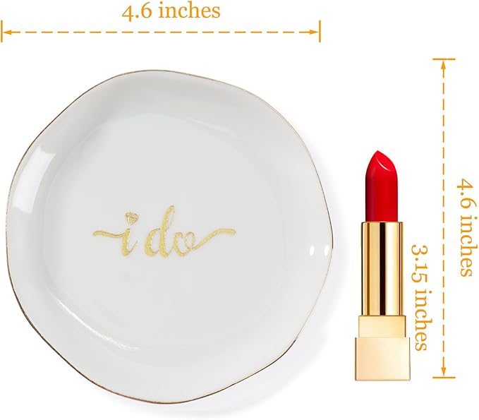 HOME SMILE I Do Ring Dish,Engagement Engaged Wedding Bridal Gifts for Newly Engaged Friend,Daughter, Sister,Newlyweds,BFF,Ceramic White