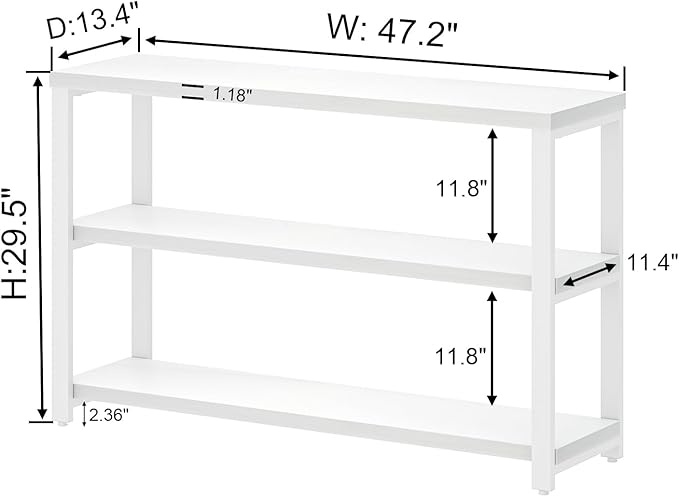 EXCEFUR Modern Entryway Table, Sofa Console Tables for Living Room, 3 Tier Foyer Table for Hallway, Behind Couch (47 Inch, White)