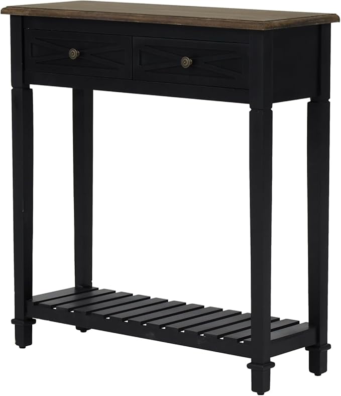 Kinfant Console Table with 2 Drawers, Narrow Entrance Table with Storage Shelf for Entryway, Living Room,Small Entryways, Hallways, Foyer Corridors, Behind The Sofa, Black