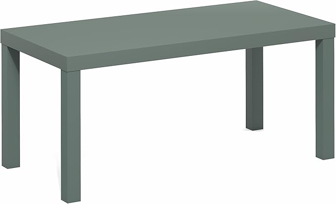 Furinno Classic Coffee Table, Modern Rectangle Coffee Table with 1.8 Inch Thick Tabletop, Side Table for Living Room, Home Office, Sage Green
