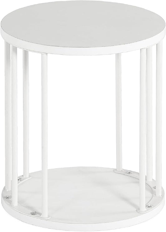 HDANI Small Round Wooden Step Stool for Kids Adults, 300lbs Load Capacity Garden Stool, Non-Slip Small Stool for Plant Stand, Kitchen, Bathroom and Bedroom, White